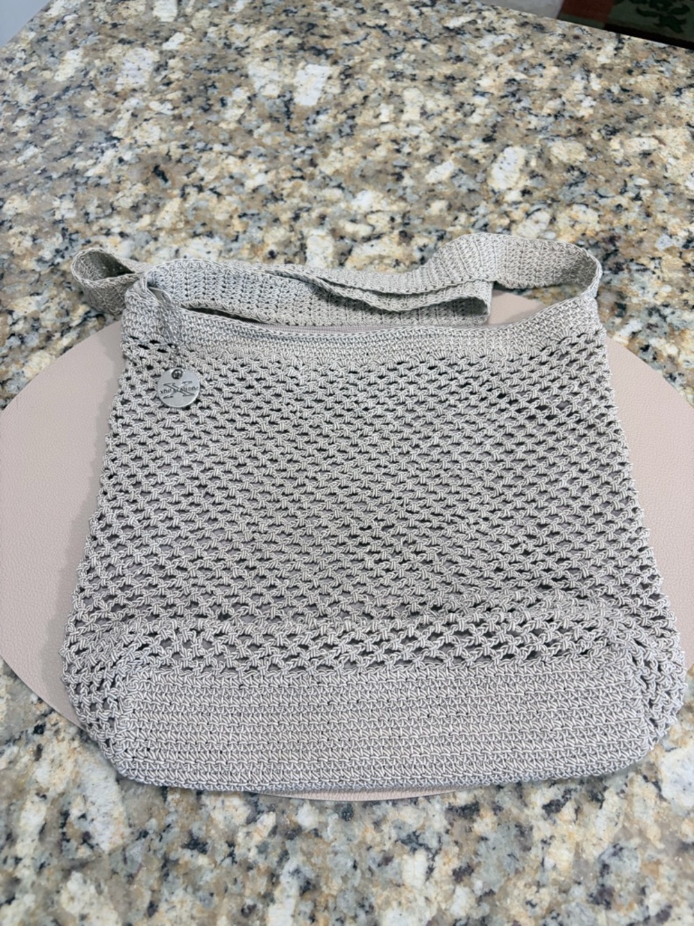 Xhilaration Light Taupe Crochet Shoulder Bag